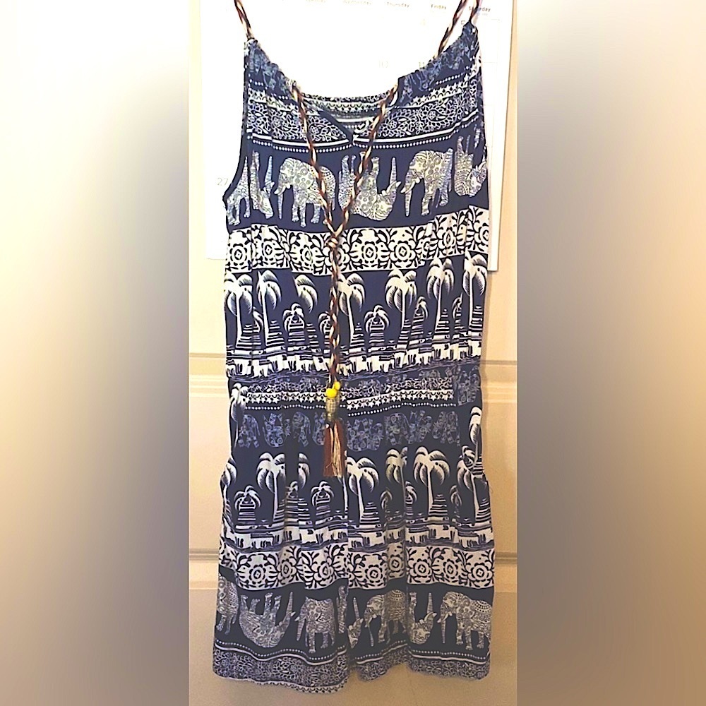 WOMEN Sz-S/M Jumper Shorts- Super Fun Elephants, Braided Tassels- Sooo Boho Look